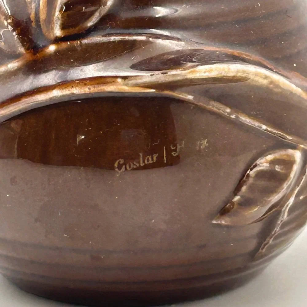 VTG Harzer Keramik Goslar Harz German Pottery Vase Brown Glaze 7